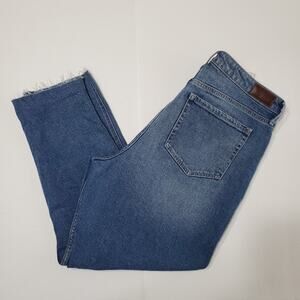 Hollister Ultra High Rise Mom Jean Medium Wash Distressed Raw Hem Size 15R 32x27